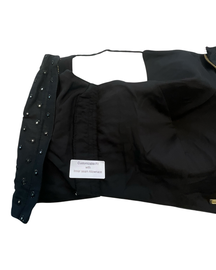 36" / UK 10 - Black - Mirror Work Strap Saree Blouse with cups - UK Stock - Quick Delivery - RNK - R778 -KY