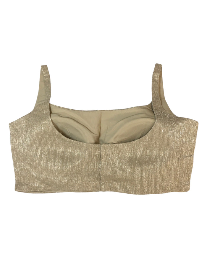 36" / UK 8 - Light Gold - Rich Designer Saree blouse with cups, Sleeveless - UK Stock - Quick Delivery - RNK - R931-H