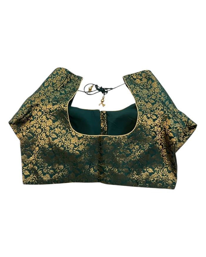 38" & 42" - Bottle Green - Banarasi Brocade Saree / Lehenga Blouse -UK Stock - Quick Dispatch - X1126 01A25