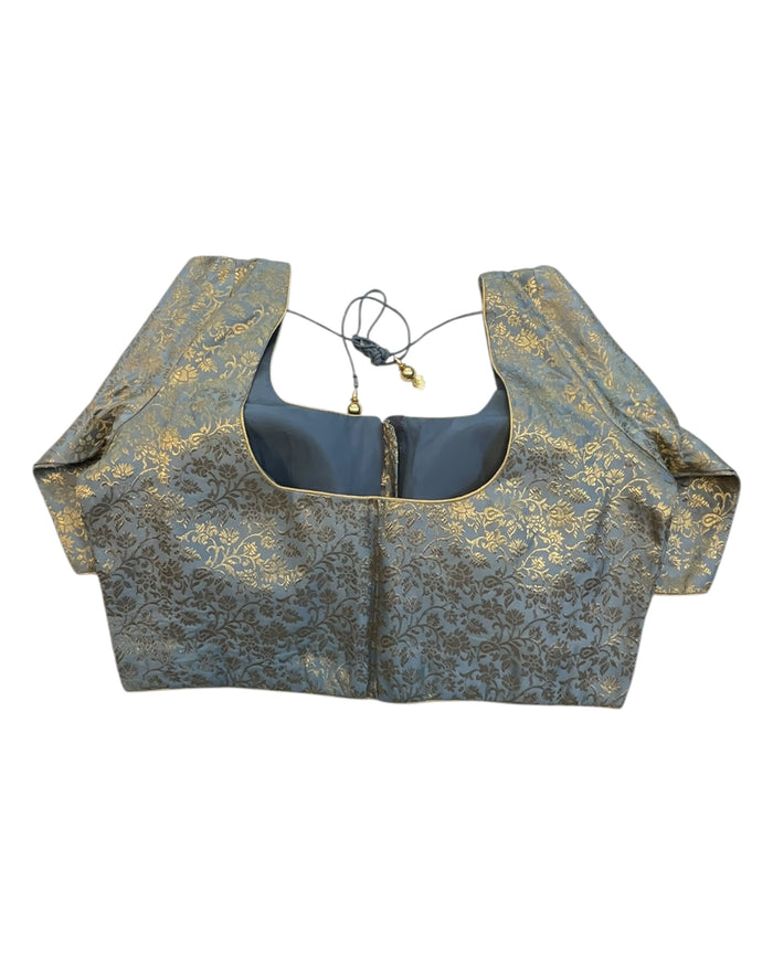 38" & 42" - Grey - Banarasi Brocade Saree / Lehenga Blouse -UK Stock - Quick Dispatch - X1126 01A25