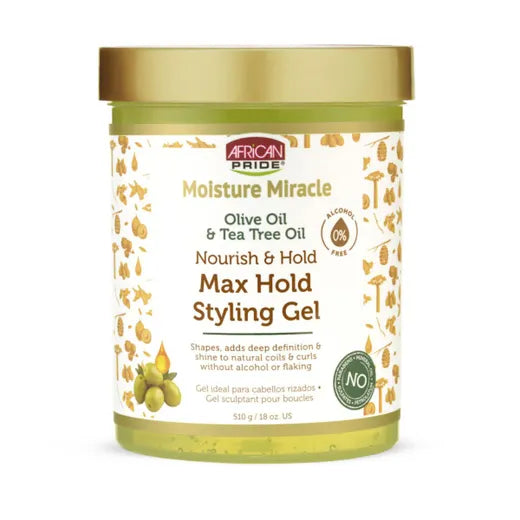 African Pride Moisture Miracle Olive Oil & Tea Tree Oil Max Hold Styling Gel 510g