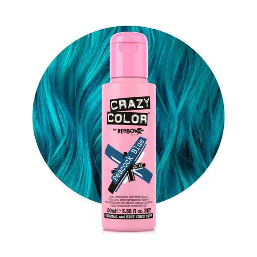 Crazy Color Semi-Permanent Hair Color 45 Peacock Blue 100ml