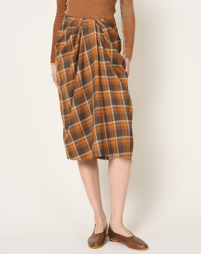 6397 Draped Tartan Skirt in Red Rock