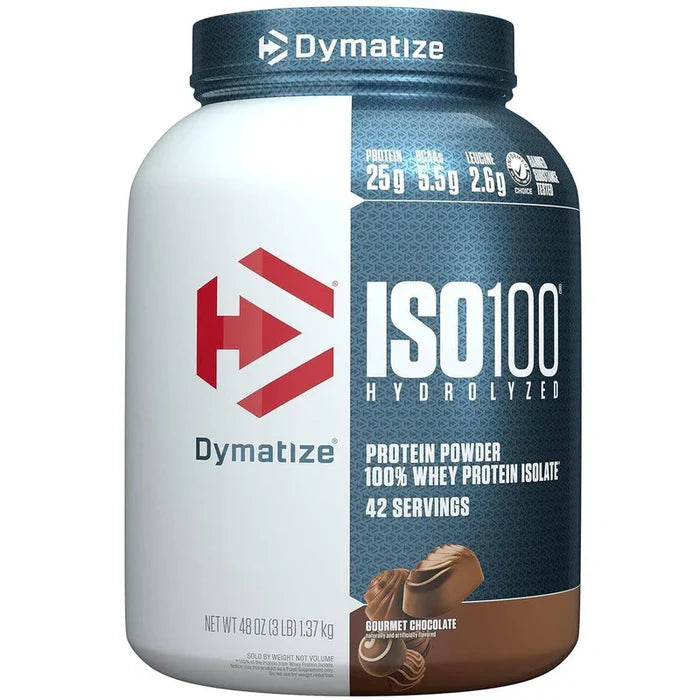 Dymatize ISO 100 Hydrolyzed 100% Whey Protein Powder Gourmet Chocolate 1.4kg DYMATIZE