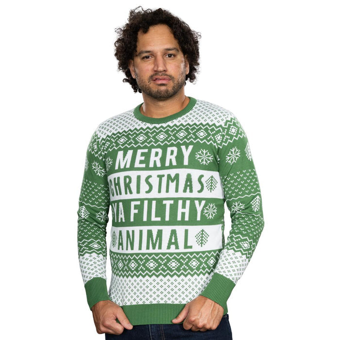 Filthy Animal Adult Unisex Ugly Christmas Holiday Green Sweater