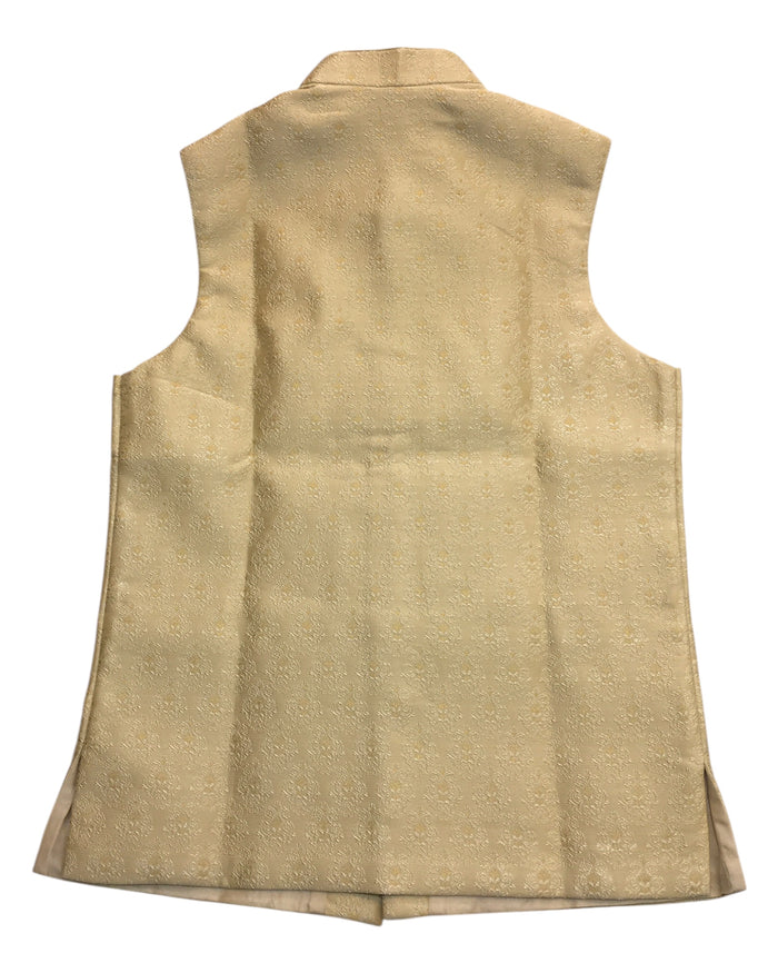 Gold - Banarasi Handloom Brocade Mens Waistcoat - UK Stock- Dispatch in 24 hrs - KCS241105 KK