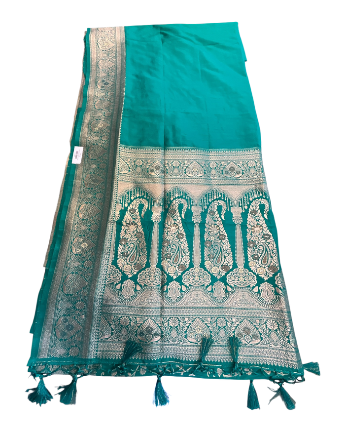 Jade Green - Traditional Handloom Saree with Blouse Piece - UK stock - 24hr Dispatch - SP2630 KP