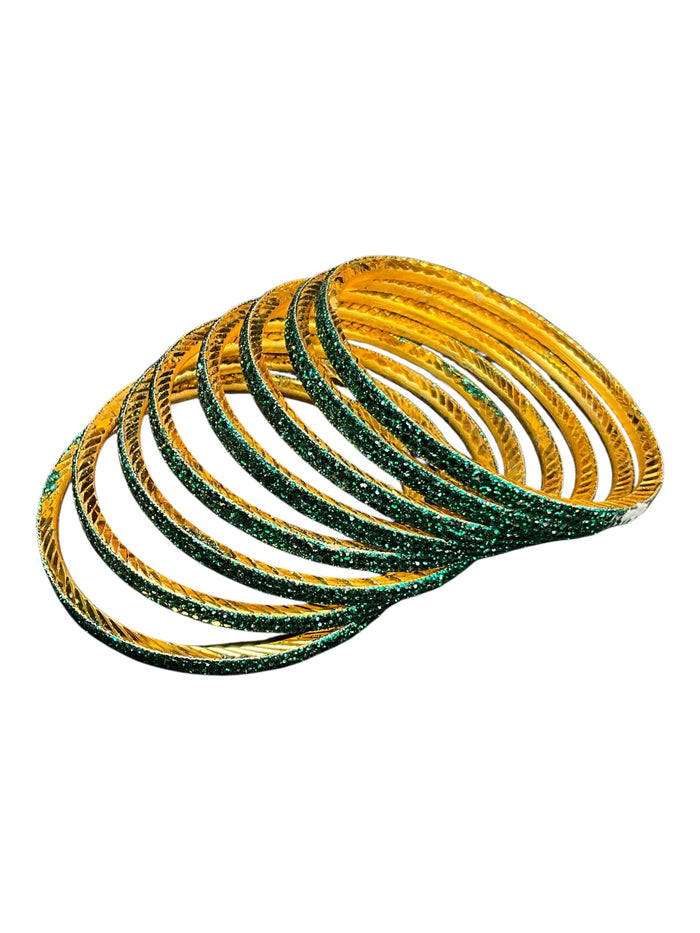 Jade / Rama Green - Set of 8 Stone Bangles - M to XXL - HAN2601 07Ka26