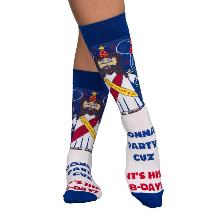 Jesus Birthday Boy Ugly Christmas Socks 1