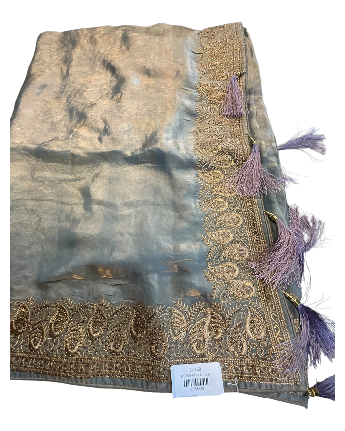 Lilac - Fancy Party Saree with Blouse Piece - UK stock - 24hr Dispatch - SP2608 VP
