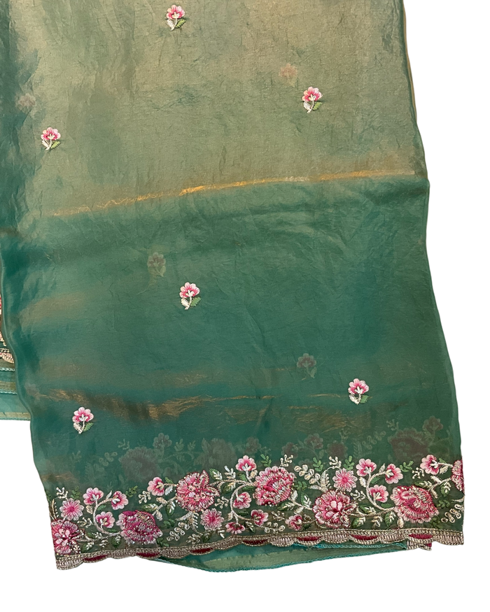 Mint Green - Fancy Party Saree with Blouse Piece - UK stock - 24hr Dispatch - LTF4605 07VY26