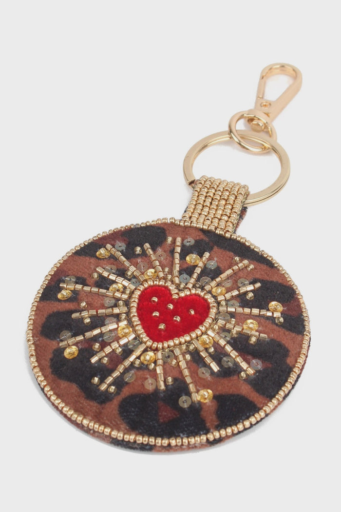 My Doris Leopard Heart Keyring/Bag Charm - Precious Sparkle
