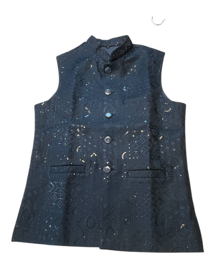 Navy Blue - Rich All Over Embroidered - Mens Indian Waistcoat - UK Stock - 24 hr Dispatch - KCS4088 06VV26