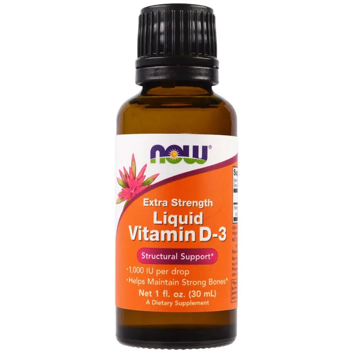 Now Extra Strength Liquid Vitamin D3-1000 IU Drops For Strong Bones 30ml Now