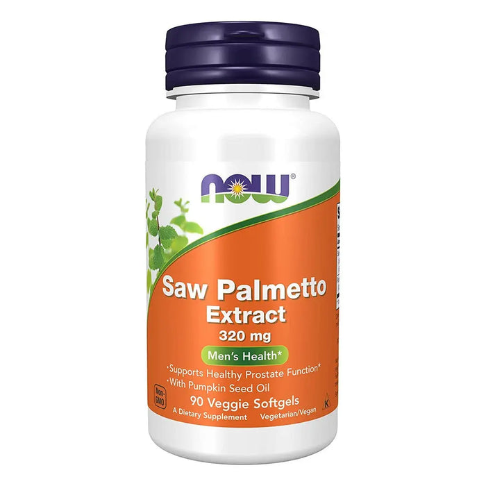 Now Saw Palmetto Extract 320mg Softgels For Men's Health & Healthy Prostate Function, Pack of 90's Now