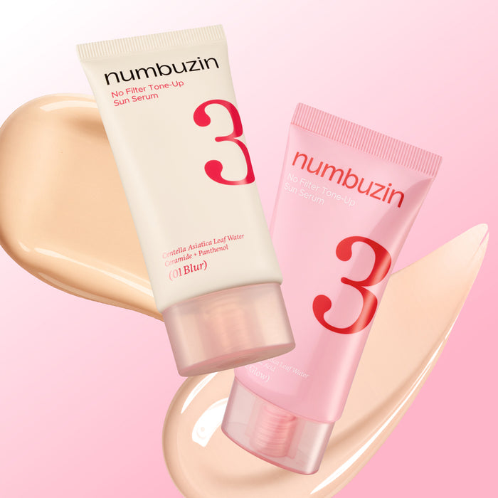 numbuzin No.3 No Filter Tone-Up Sun Serum SPF50+ PA++++ 01 Blur 02 Glow Korean sunscreen makeup base