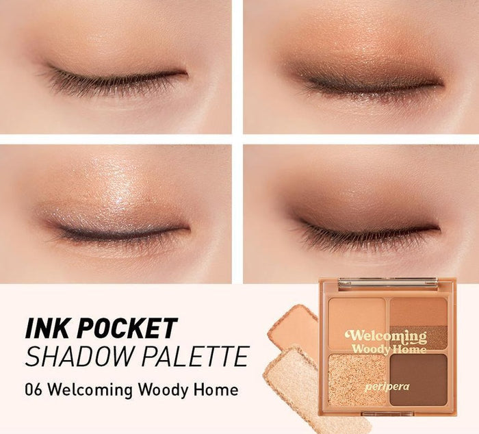 Peripera Ink Pocket Shadow Palette #Welcoming Woody Home asian authentic genuine original korean skincare montreal toronto canada thekshop thekshop.ca natural organic vegan cruelty-free cosmetics kbeauty vancouver free shipping eye makeup