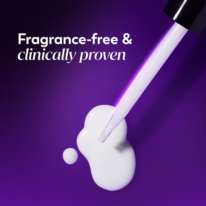 Regenerist Wrinkle Correcting Night Treatment bottle open showing dropper. Fragrance Free and clinically proven