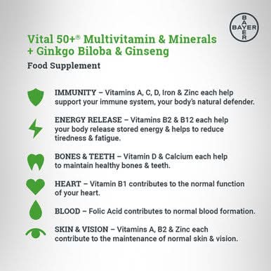 Sanatogen Vital 50+ Multivitamins + Gingko Biloba & Ginseng 30 Tablets