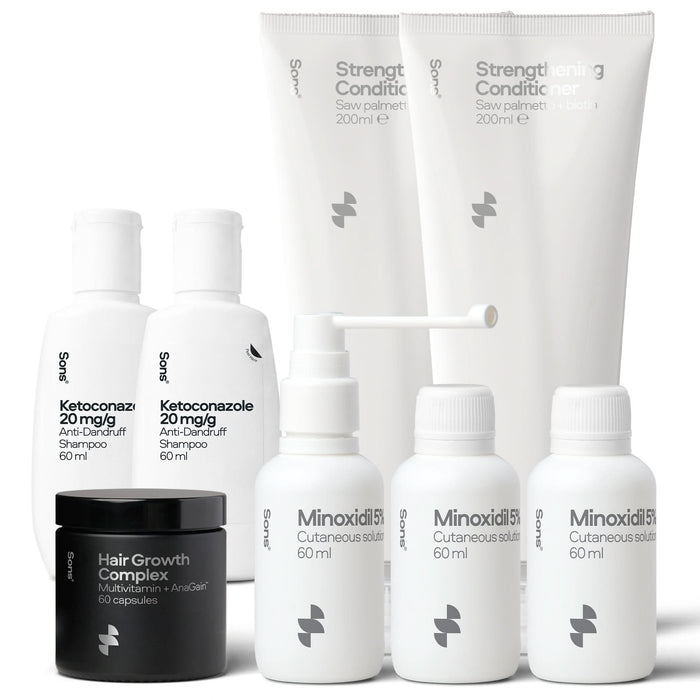 Sons Minodixil 3 Months, Ketoconazole 60ml x 2, Conditioner 200ml x 2 & Hair Growth Capsule