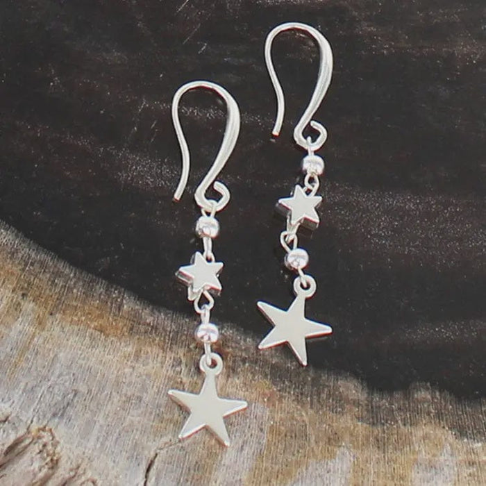 Suzie Blue Jewellery Suzie Blue Double Star Drop Charm Earrings
