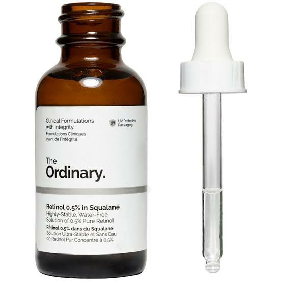 The Ordinary skincare serum bottle with dropper on a white background