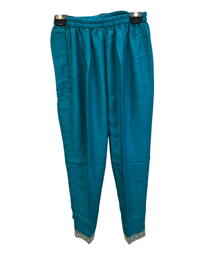 UK 14 / 40" - Turquoise Blue - Silky Ladies Trousers Suit - Sangeet / Henna / Temple - KCS19068 VT