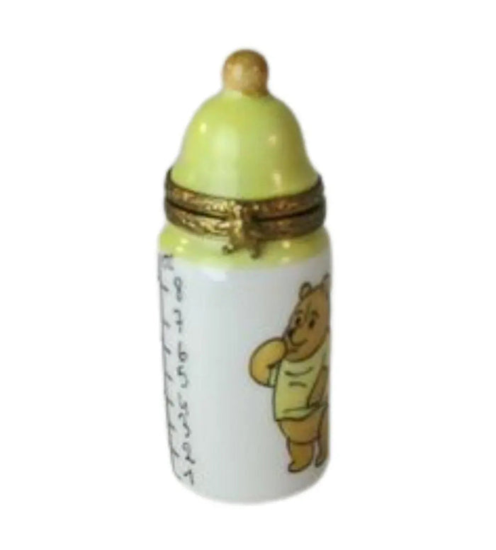 Baby Bottle Yellow Porcelain Limoges baby French Trinket Box