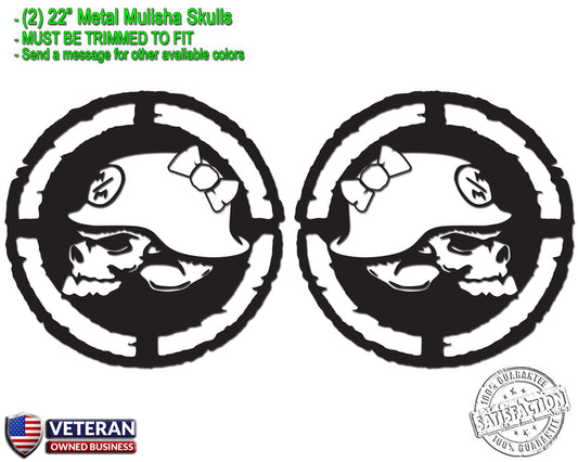 (2) Metal Mulisha Girl Skull Bow Vinyl Decals 22" X 22" Window Truck Bedside