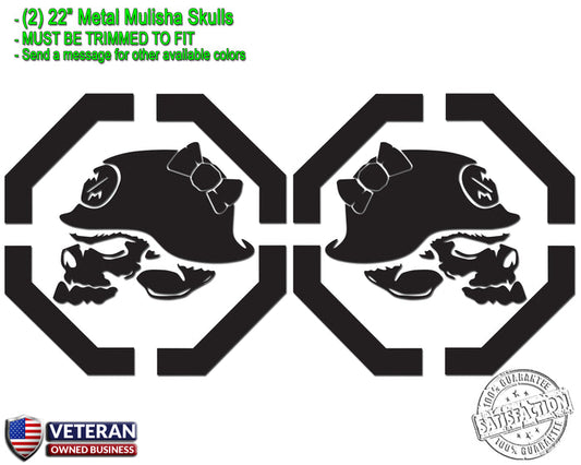 (2) Metal Mulisha Girl Skulls Bow Vinyl Decals 22" X 22" Window Truck Bedside
