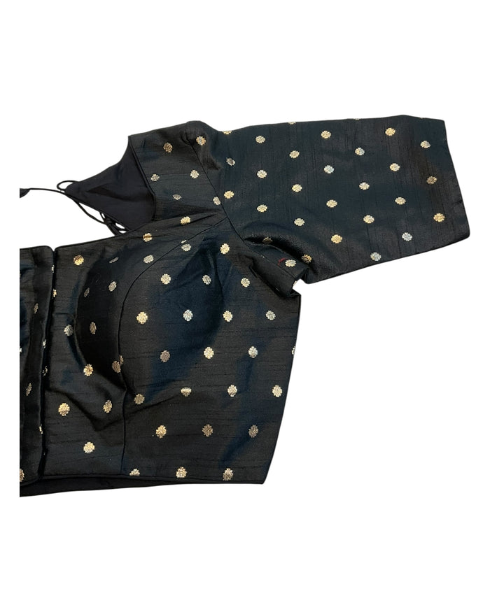 34", 38" & 42" - Black - Banarasi Brocade Saree / Lehenga Blouse -UK Stock - Quick Dispatch - X767 08Ap25