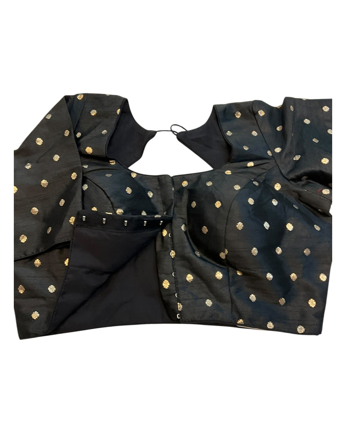 34", 38" & 42" - Black - Banarasi Brocade Saree / Lehenga Blouse -UK Stock - Quick Dispatch - X767 08Ap25