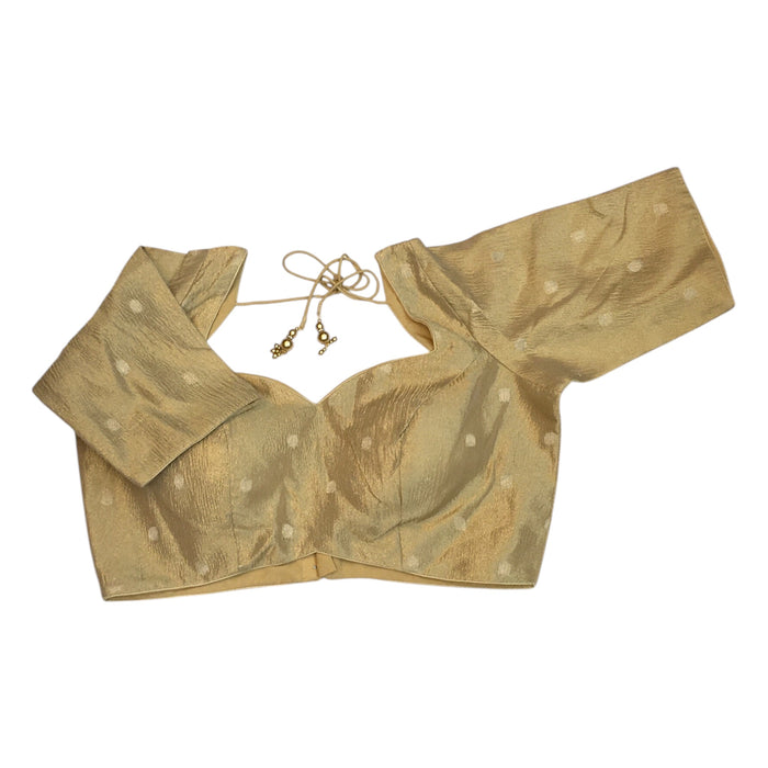 36" Bust (UK 10) Gold - Crushed Banarasi Brocade Saree / Lehenga blouse -  Can be let out to size 12  - VFJ259 01H25
