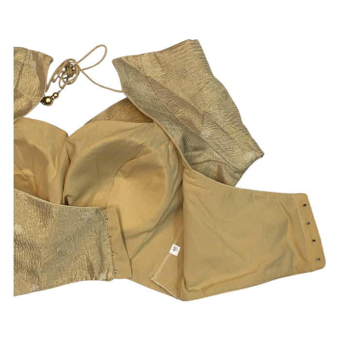 36" Bust (UK 10) Gold - Crushed Banarasi Brocade Saree / Lehenga blouse -  Can be let out to size 12  - VFJ259 01H25