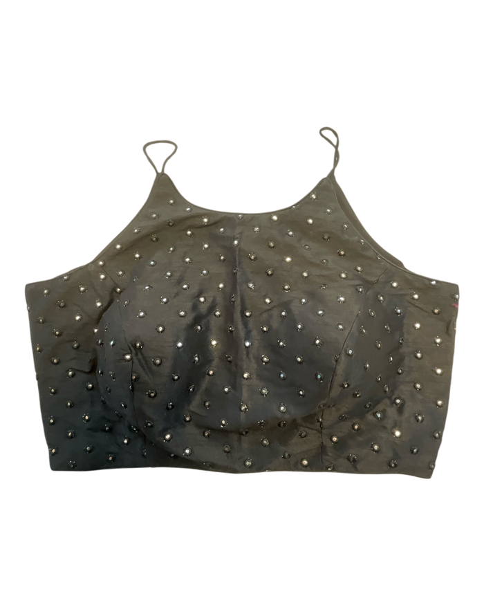36" / UK 10 - Black - Mirror Work Strap Saree Blouse with cups - UK Stock - Quick Delivery - RNK - R778 -KY