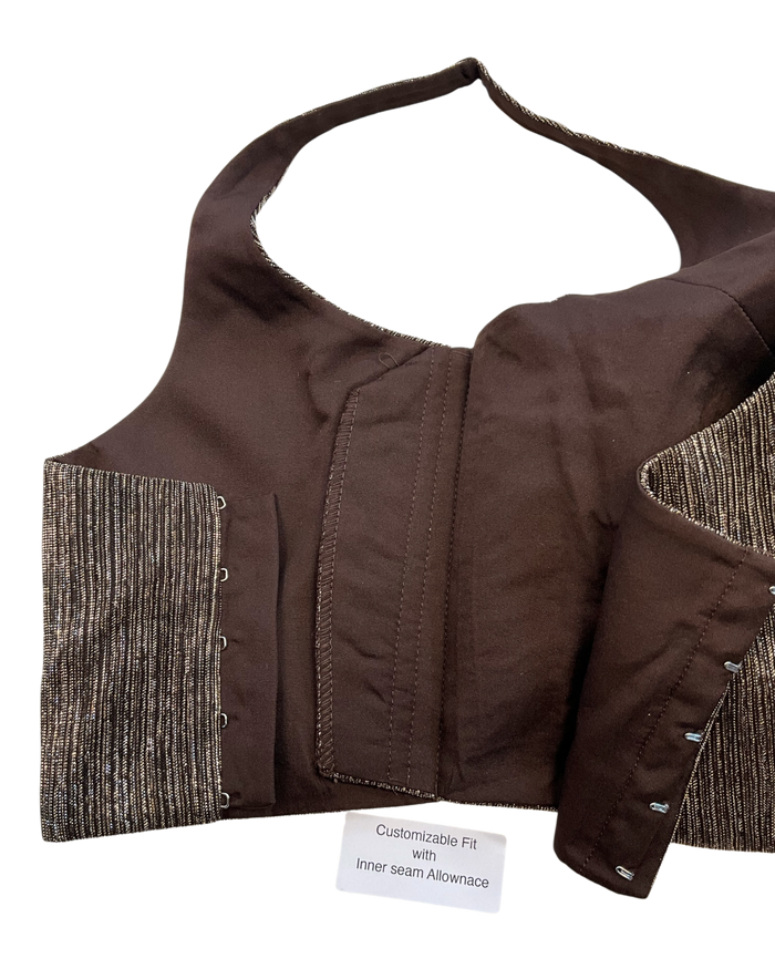 36" / UK 10 - Coffee Brown - Rich Designer Saree blouse with cups,  Sleeveless - UK Stock - Quick Delivery - RNK - R931-H