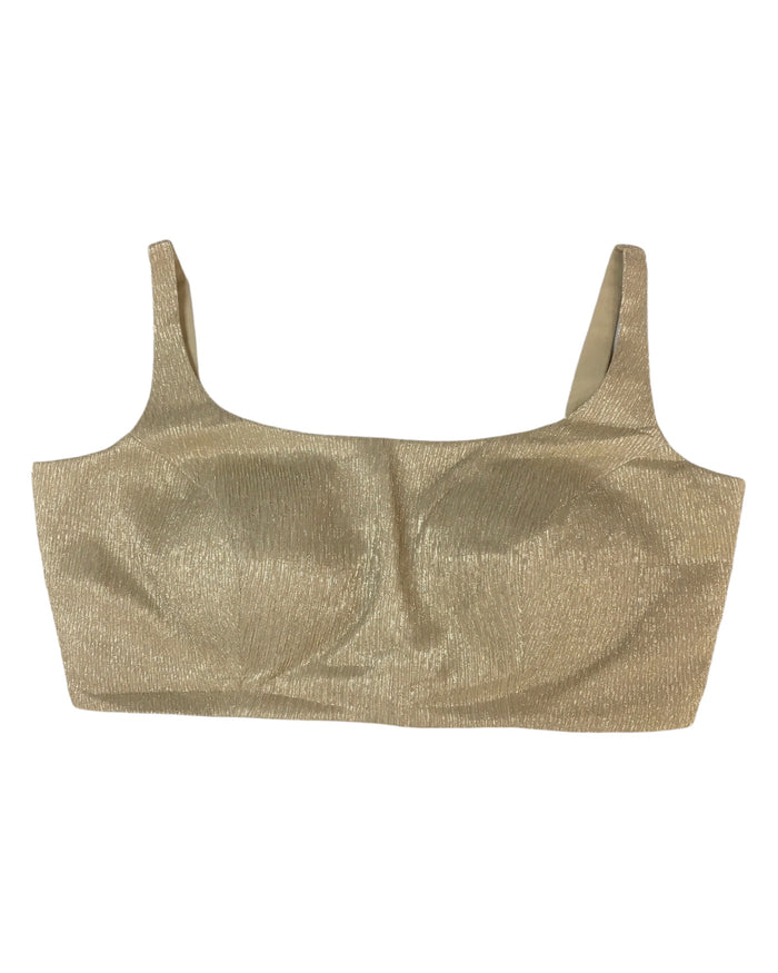 36" / UK 8 - Light Gold - Rich Designer Saree blouse with cups,  Sleeveless - UK Stock - Quick Delivery - RNK - R931-H