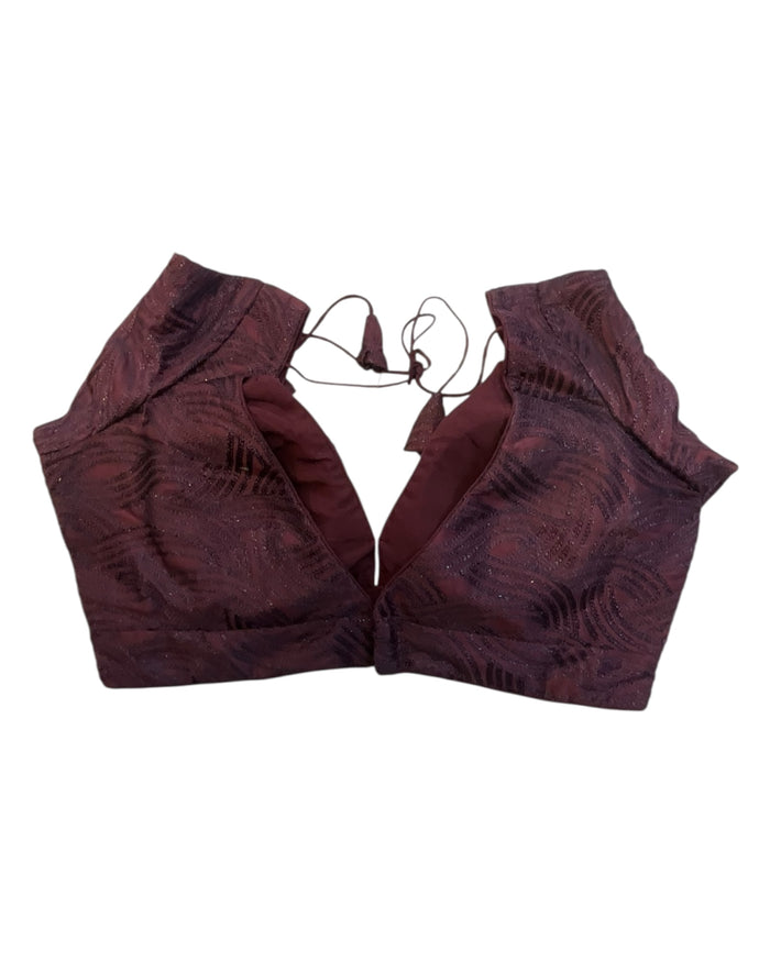 36" UK10 & 40" UK14 -Dark Maroon / Wine - Deep Neck & Back - Saree / Lehenga Blouse -UK Stock - Quick Dispatch - B246 09KP25