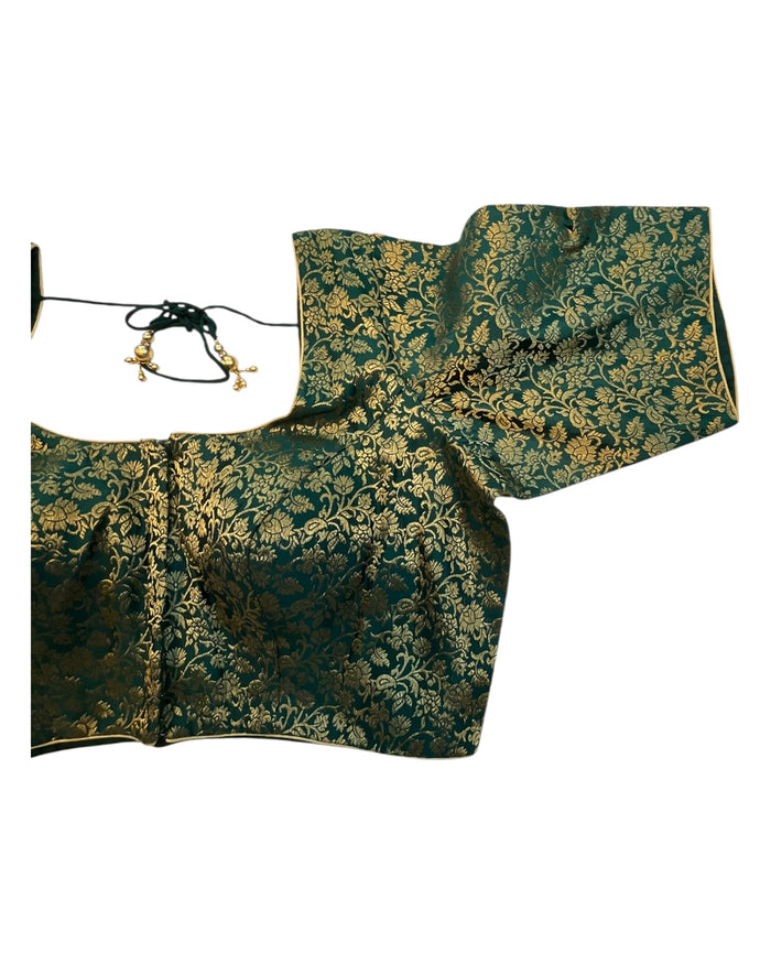 38" & 42" - Bottle Green - Banarasi Brocade Saree / Lehenga Blouse -UK Stock - Quick Dispatch - X1126 01A25