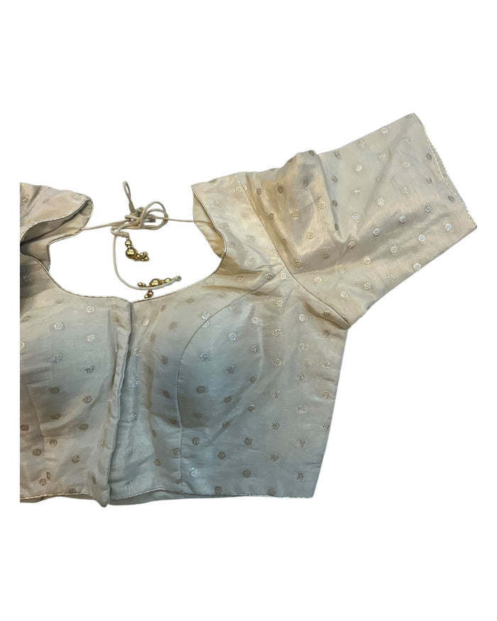38" & 42" - Cream / Champagne - Banarasi Brocade Saree / Lehenga Blouse -UK Stock - Quick Dispatch - X1212 08H25