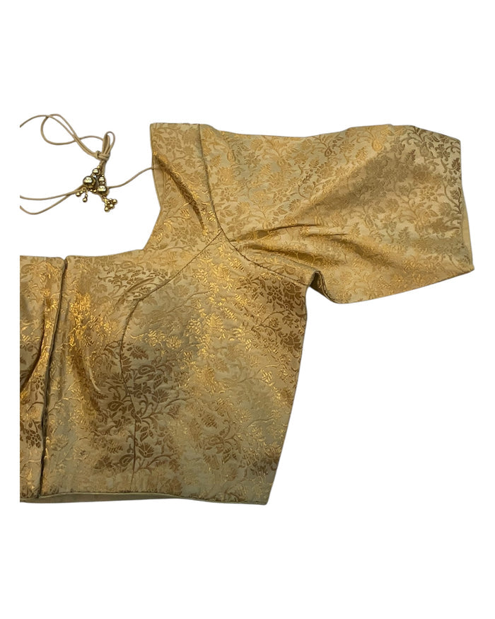 38" & 42" - Gold - Banarasi Brocade Saree / Lehenga Blouse -UK Stock - Quick Dispatch - X1126 01A25