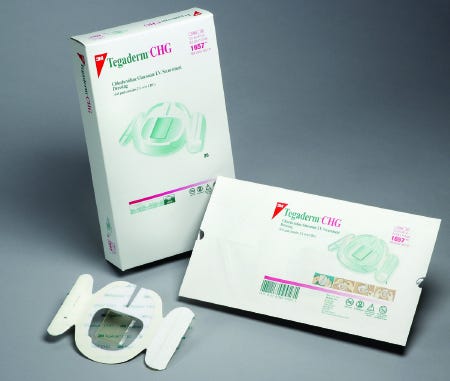 3M Tegaderm 1659 CHG I.V. Securement Dressing Film 4 X 61/8 Inch Rectangle Sterile, 1 Count