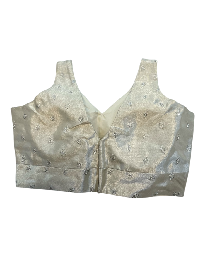 40" / UK 14 - Champagne - Self Butti Saree blouse with cups,  Sleeveless - 36" - UK Stock - Quick Delivery - RNK - R948-KK