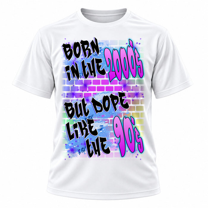 Personalized Graffiti Name T-Shirt, front-view T-shirt mockup featuring custom Air-Volution artwork by Mythic Airbrush