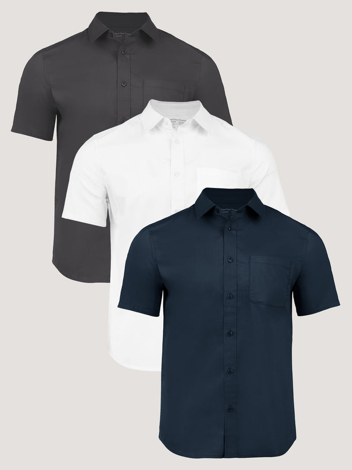 best selling short sleeve shirts in vintage black, white, and navy