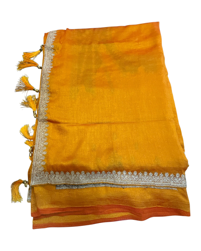 Amber / Yellow - Fancy Party Saree with Blouse Piece - UK stock - 24hr Dispatch - SP2606 KA
