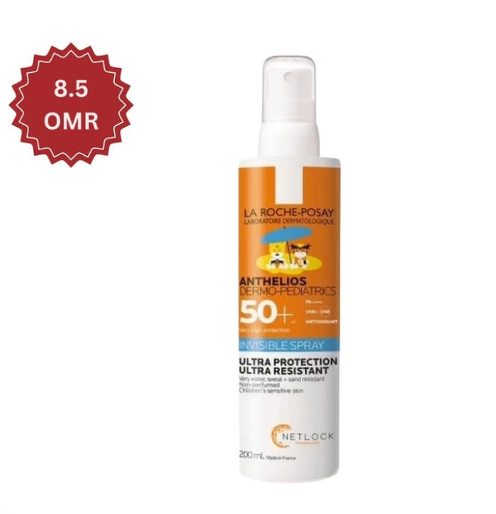 La Roche-Posay sunscreen spray bottle with price tag on a white background