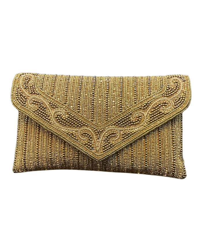 Antique Dark Gold - Rich Hand Embroidered Clutch Bag / Handbag -Bollywood / Weddings - MJ061 06KP26