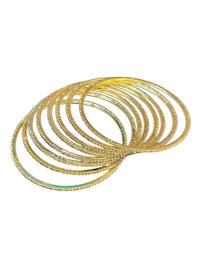 Antique / Dark Gold Stones - Set of 8 Diamante Stone Bangles -  M to XXL - HAN2602 07Ka26