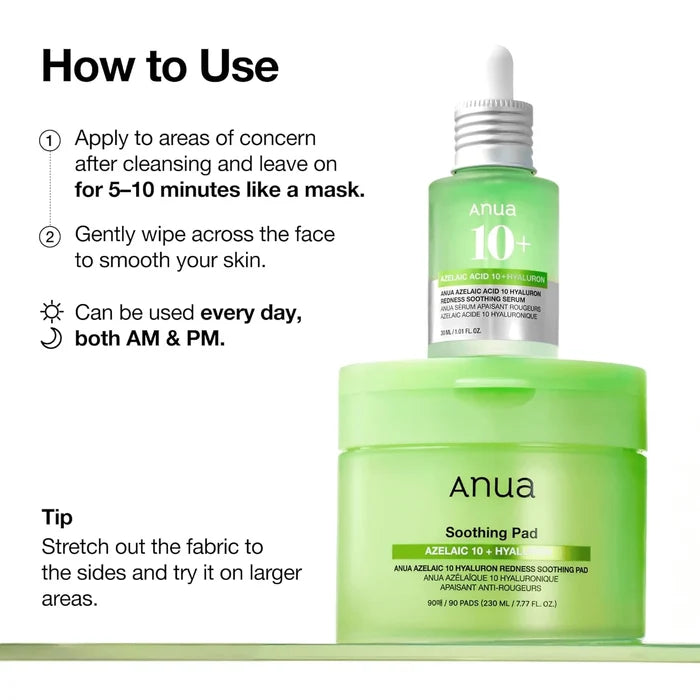 Anua Azelaic 10 Hyaluron Redness Soothing Pad 230ml 90ea